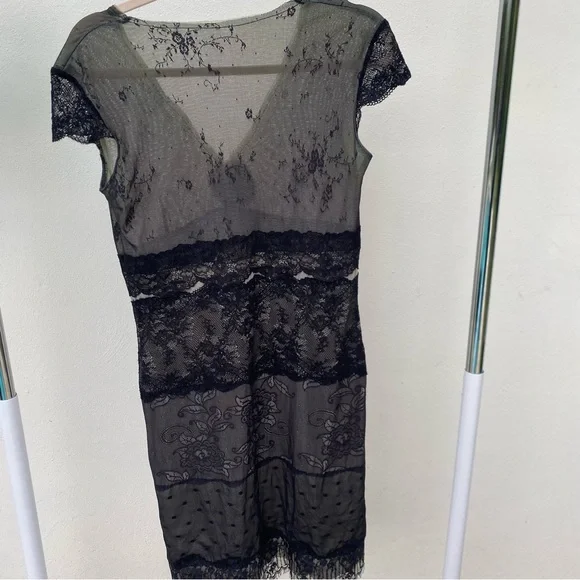 Y2K Euro Whimsygoth Black Mesh & Lace Dress Size Medium - Picture 6 of 10